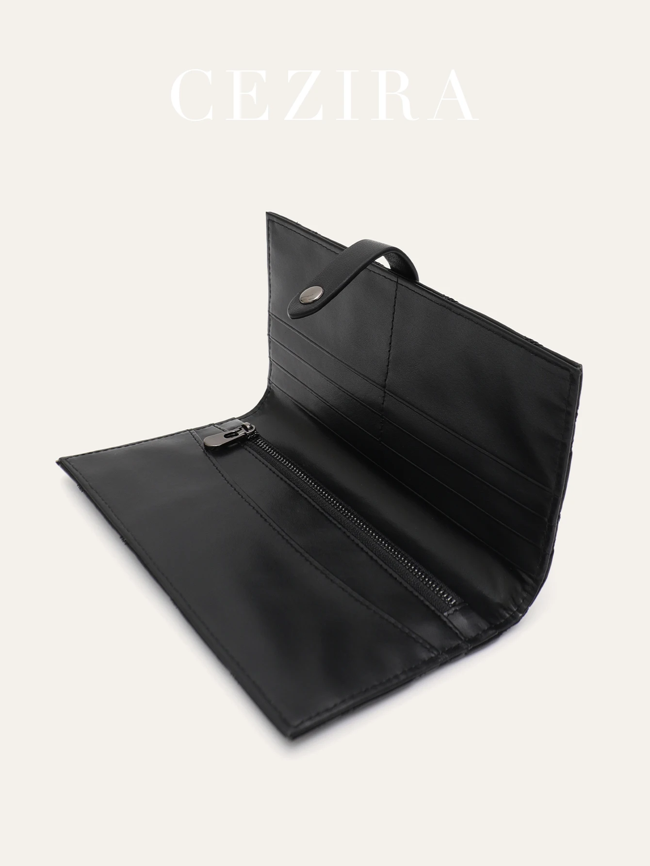 CR نساء موضة بولي Leather جلد Bifold محفظة طويلة سستة جيب فتحة للبطاقات النقدية ملاحظة زر إغلاق أنيقة حقيبة المال المحمولة #2