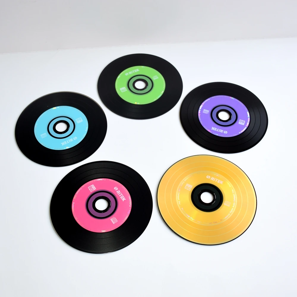 5PCS Set Ritek CD-R Mix Colors Recordable Vinyl Blank Compact Disk 700MB 80min 52x Prefessional Digital Discs For Car Music
