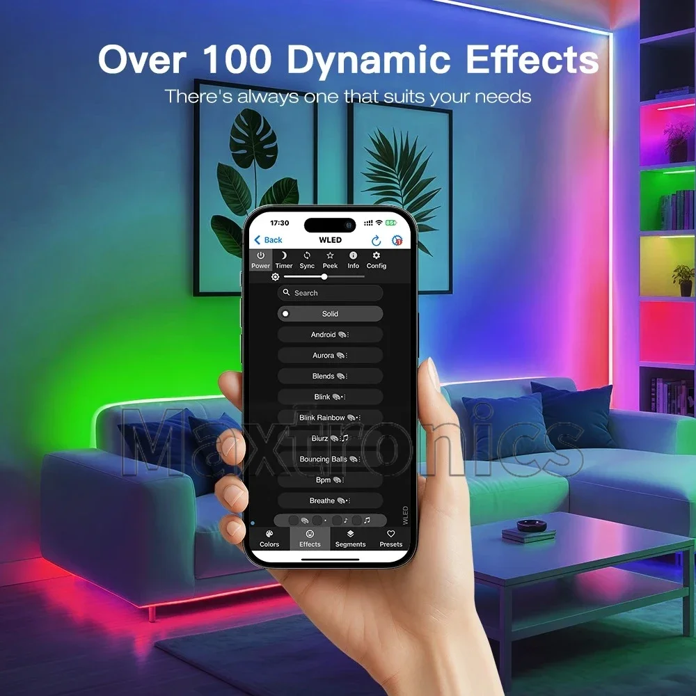 For WS2811 WS2812 SK6812 RGBIC Led Strip Elite ESP32 2 Channels WLED Controller Dynamic Sound Reactive Energy Save Relay 20AFuse