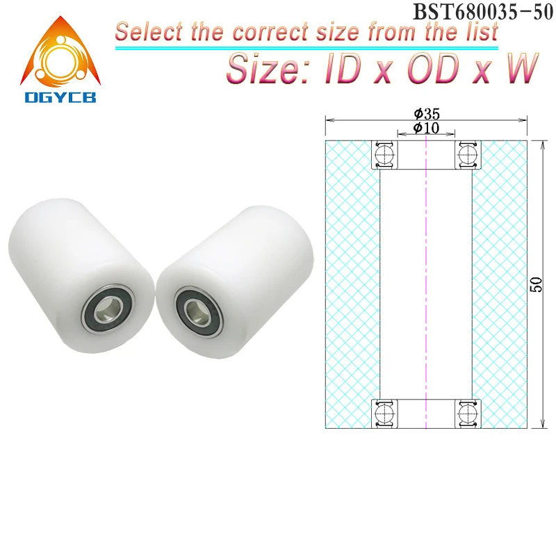 

1pcs 8x35x50 Plastic Double Bearing POM Coated Roller BST69835-50 35mm Diameter Nylon Guide Wheel 8*35*50 Plastic Bearing