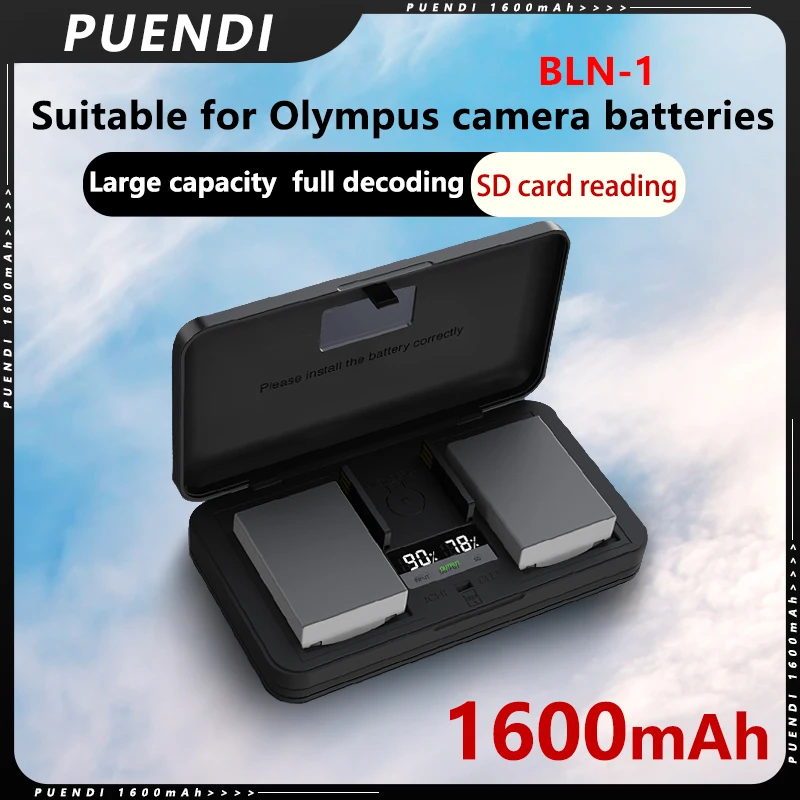 PUENDI BLN-1 PS-BLN1 Battery and LCD USB Charger for Olympus OM-D E-M1, OM-D E-M5, Pen-F, Pen E-P5, HLD-6 digital camera