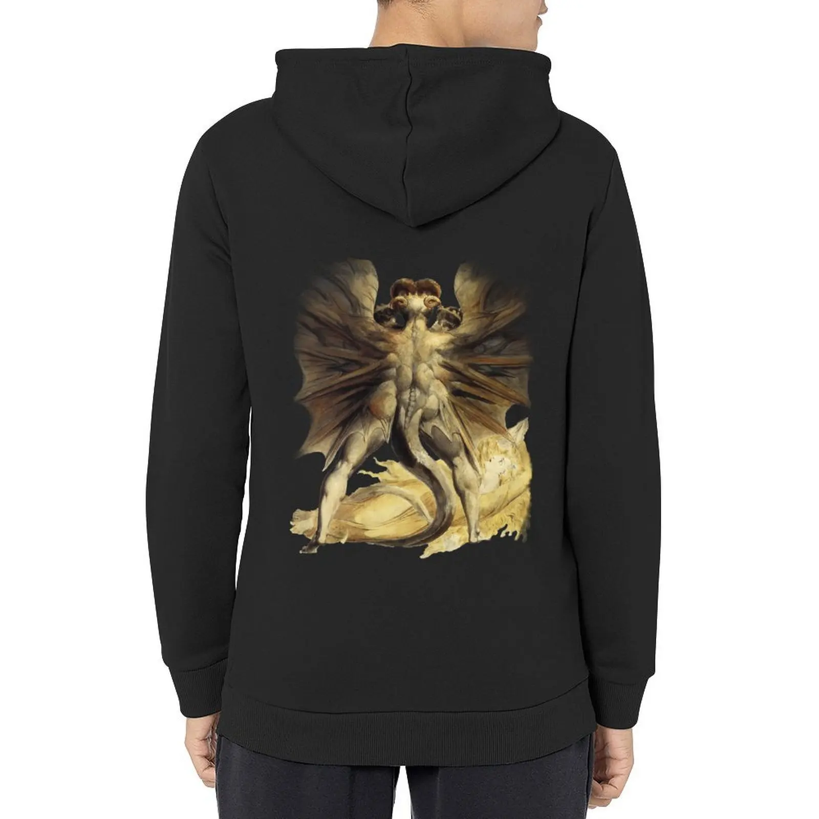 

William Blake: The Great Red Dragon Hoodie mens clothing japanese style men's sweat-shirt hooded shirt autumn hoodie
