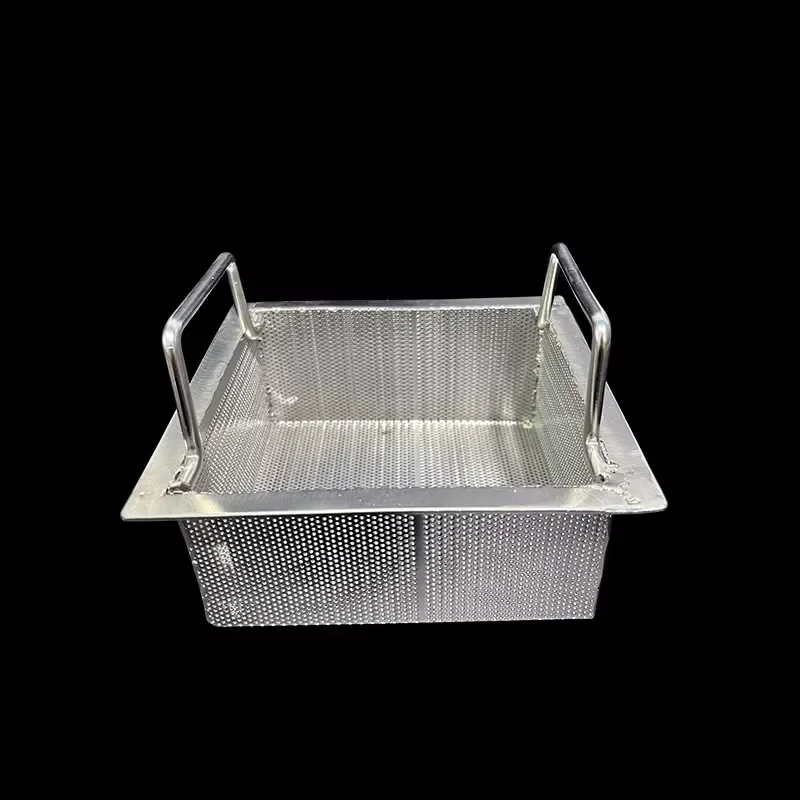 Stainless Steel Perforated Filter Crate Mesh Design Instrument Tray Drainage Basket for Cleaning Lab Equipment Storage