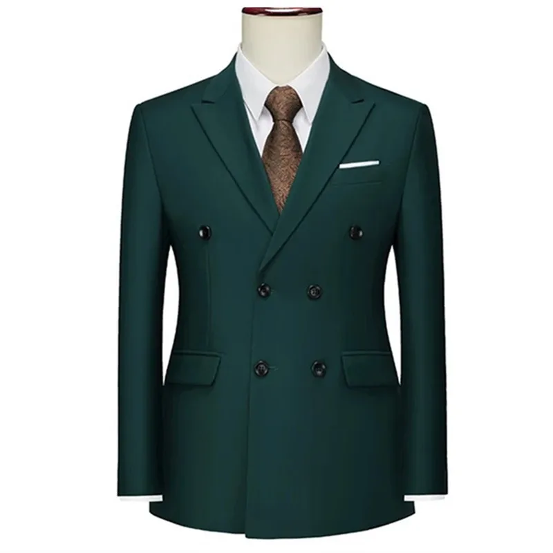 

Men Double Breasted Buttons Suits Blazer Smart Causal Male Clothing Peak Lapel Elegant Latest Design Prom Casual Tuxedo Jacket