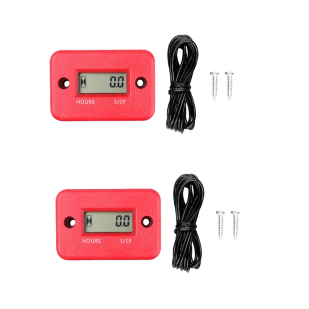 10Pcs Red LCD Display Waterproof Engine Time Digital Tach Hour Meter for Bike Motorcycle ATV Snowmobile