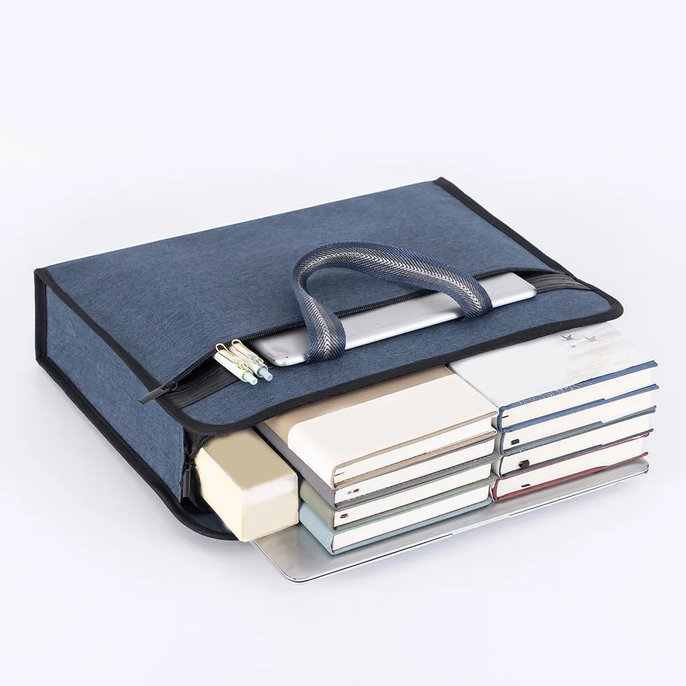 Multi-Layer Zipper Document Bag Canvas File Storage Organizer for Office Business Travel Portable File Tote Closure