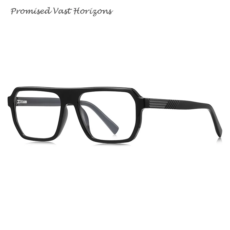 Anti-blue Plano Lens Glasses Men's Tr90 Square Classic Gentleman Diagonal Decorative Pattern Temples Male New Designed Eyewear