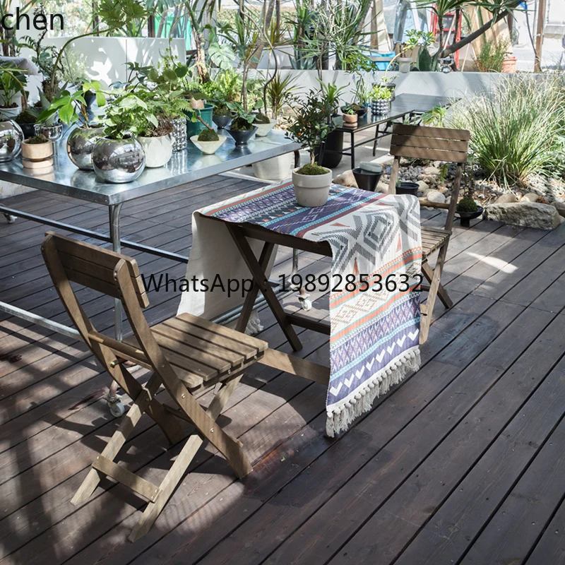 outdoor tables and chairs wooden camping folding table balcony small tea table outdoor square table courtyard