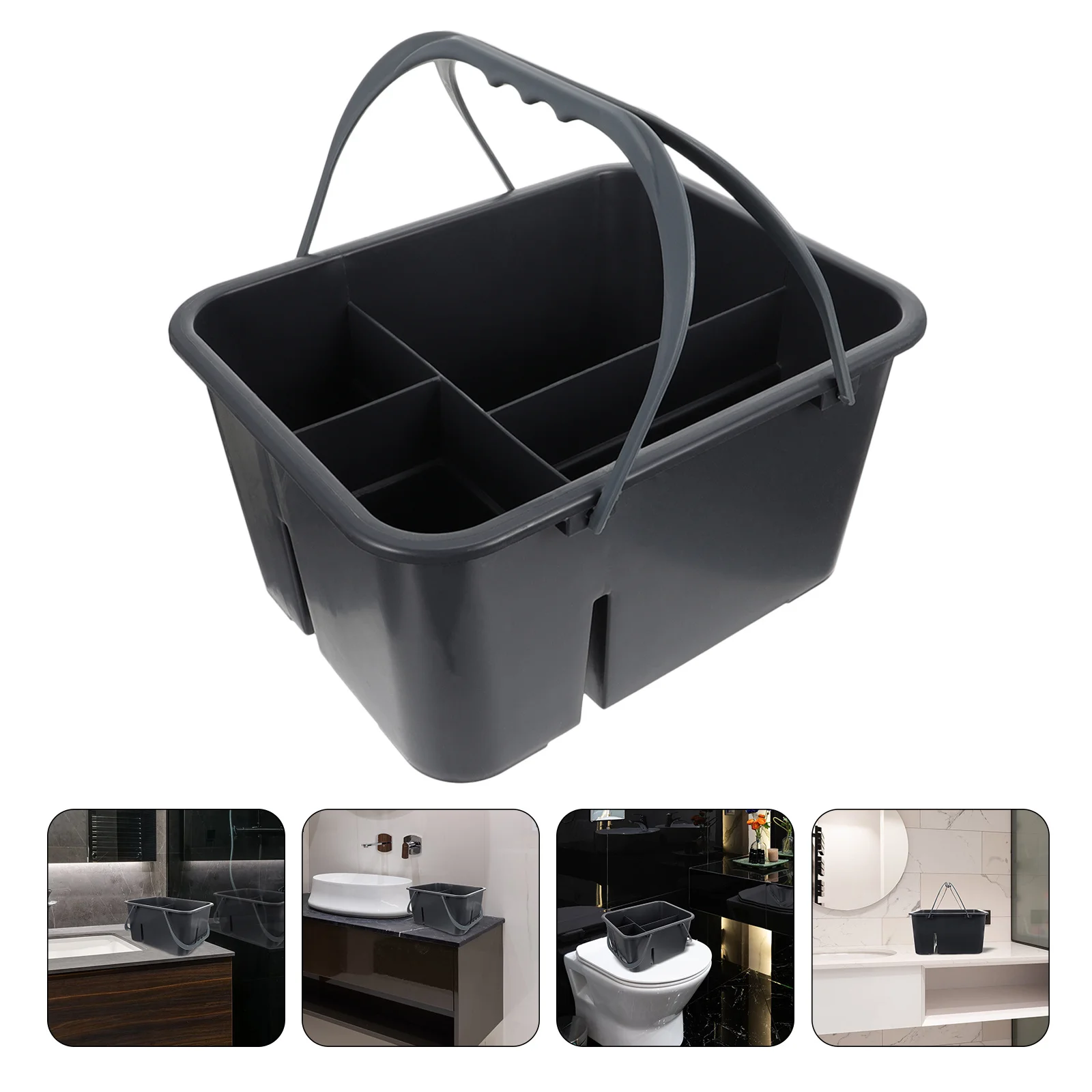 

1pc Cleaning Basket 4 Compartment Handheld Plastic Storage Bucket For Bathroom Toilet Home Organization Tool Box