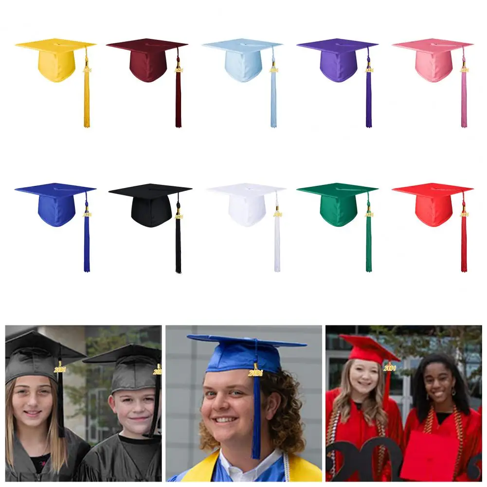 High-quality Graduation Hat High School Bachelor Graduation Hat with Tassel Non-fading Adult Cosplay Prop Solid for Graduates