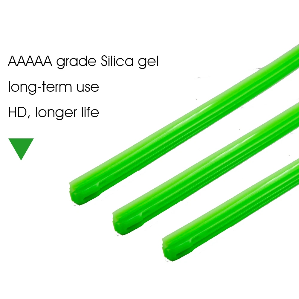 Balai d'essuie-glace de voiture vert pour type hybride, gel de pton, bandes de recharge en silicone, 8mm, 14 ", 16", 17 ", 18", 19 ", 20", 21 ", 22", 24 ", 26", 28 ", 2 pièces