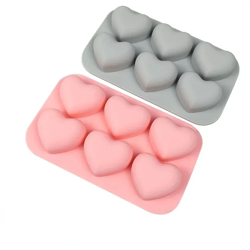 Valentine's Day DIY Love Heart Cake Baking Mold Six Linked Love Mousse Chocolate Silicone Mold