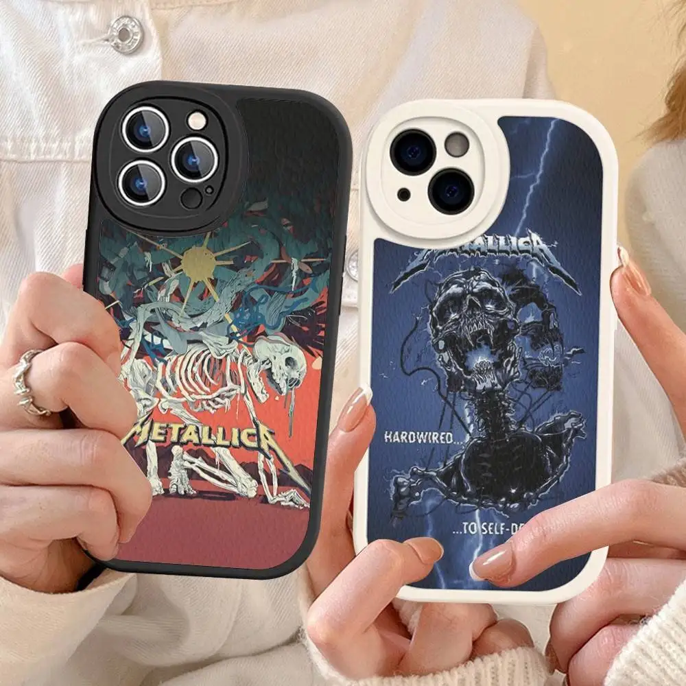 

M-Metallica Band Phone Case For IPhone 16 15 14 13 12 11 Pro Max Plus Soft Leather Cover