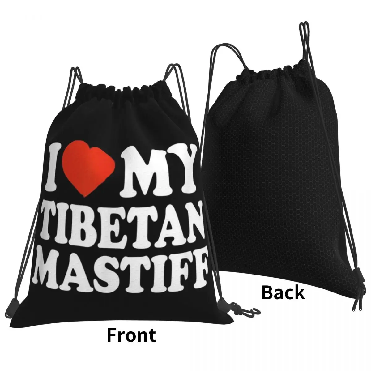 I Love My Tibetan Mastiff Tibetan Mastiff Dog Lover Backpacks Casual Drawstring Bundle Pocket Storage Bag Book Bags Students