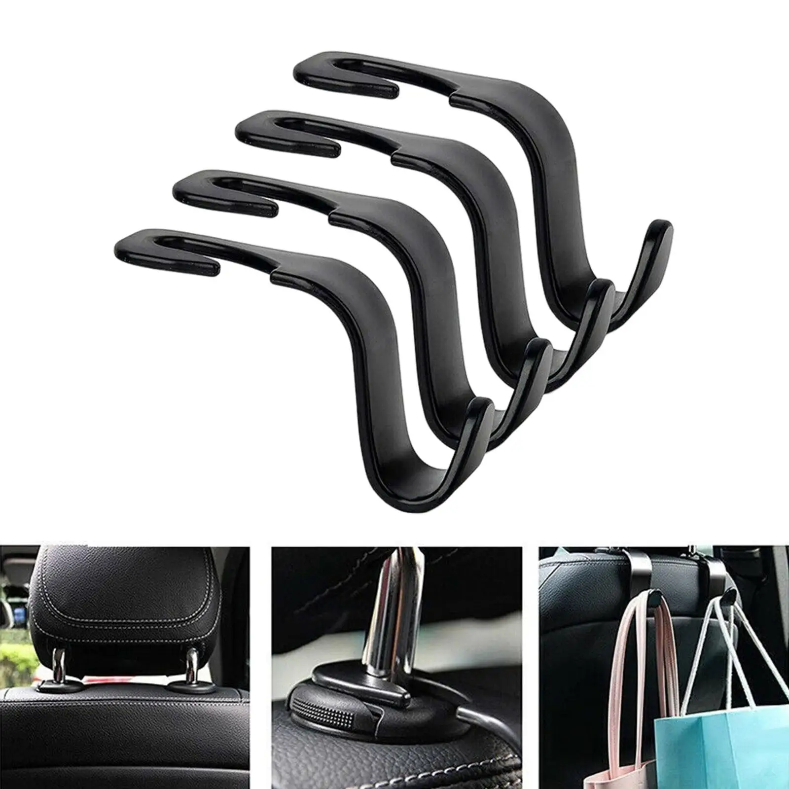 

6X 4Pcs Car Back Seat Hanger Organizer for Handbag Purse Coat Simple to Install