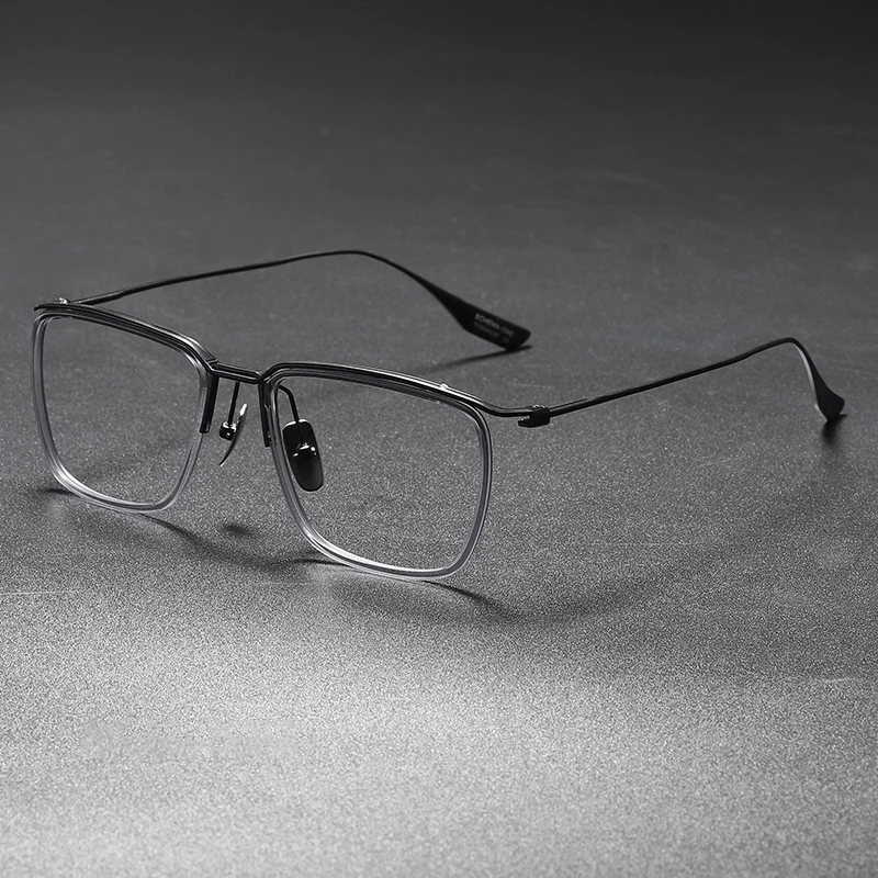 

US Brand Design Ultra-light Pure Titanium Men Square Glasses Millionaire Business Elite Eyeglasses Big Size Fashion Frames