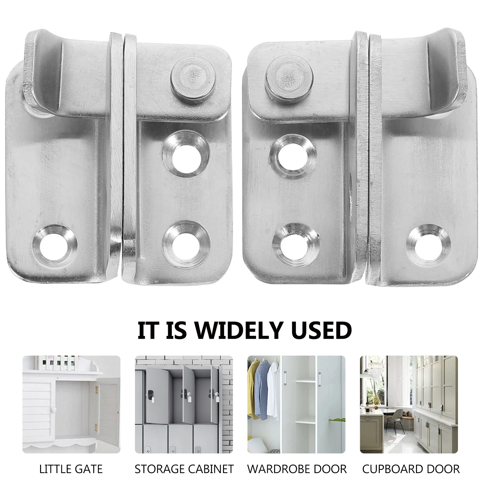 

2pcs Stainless Steel Door Latch Wear-Resistant Rust-Proof Anti-Theft Safety Lock Household Garage Door Hardware Smooth Edge Easy
