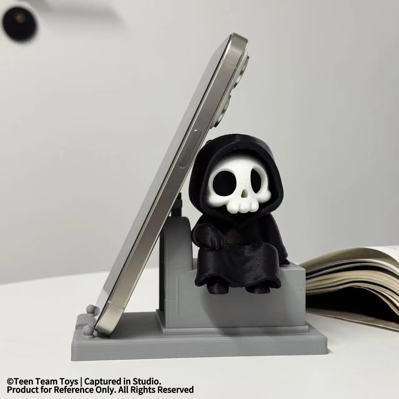 Chibi Cartoon Grim Reaper Skull Desktop Corner Decoration, Trendy PC Case Figurine, Gift, Car Ornament