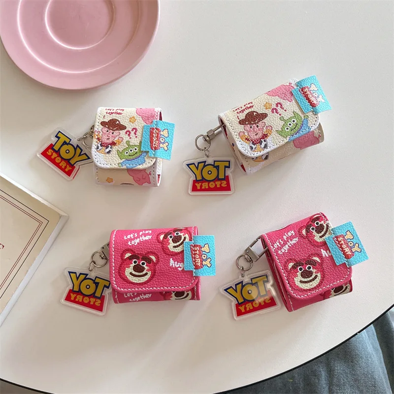 Disney Lotso Huggin Bear Woody Cute Cartoon Airpods Pro2 Bluetooth Earphone Protective Case Kawaii Periphery Keychain Pendant