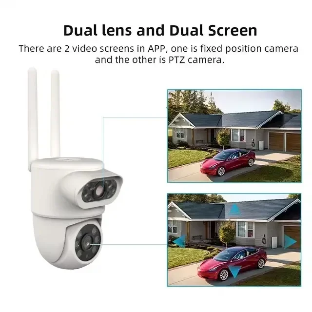 5K 10MP Tuya WiFi IP Camera Outdoor Dual Screens Smartlife Video Surveillance Security Protection Alexa PTZ Surveillance