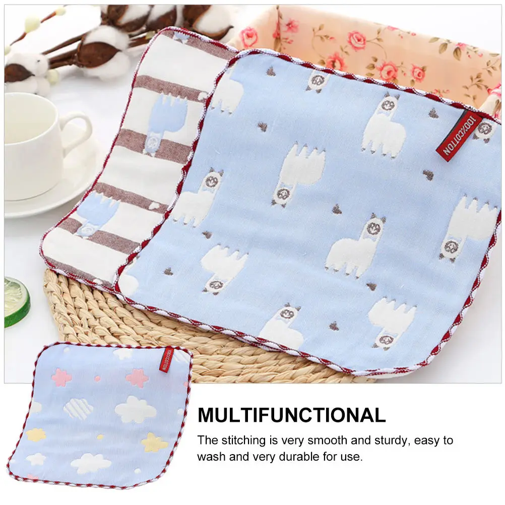 

5Pcs Kid Cotton Washcloth Gentle Smooth Texture Portable Durable Easy Appearance Home Use Baby Towel