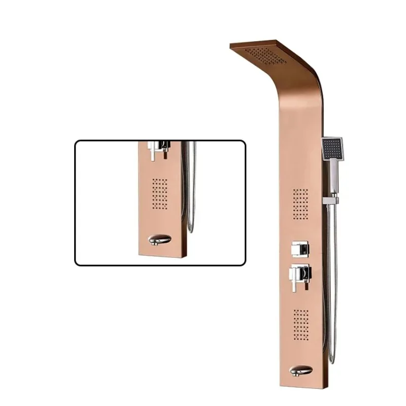 Deluxe Massage Shower with shower column 304 stainless steel Rose gold shower panel with back spray massage hydraulic