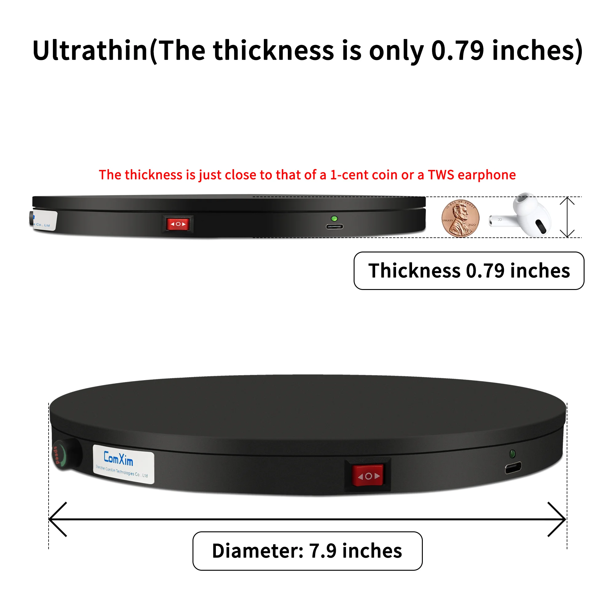 UT200KGL Ultra-Thin Series Knob-Adjustable Speed Rotating Display Stand