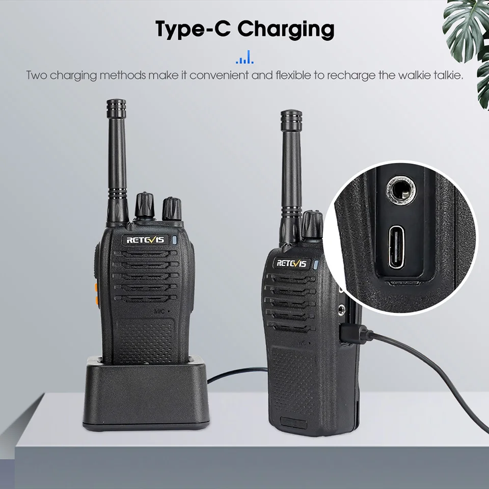 RETEVIS RB668 Walkie-Talkie 4 Stück FRS Zweiwege-Funkgerät mit Typ-C-Ladegerät Tragbare Lizenzfreie Funkgeräte für Hotel und Restaurant – Detail 6