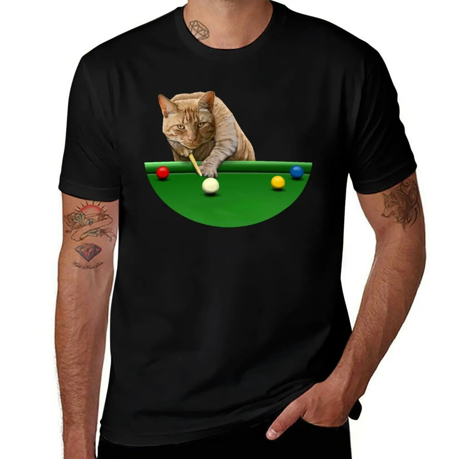 

SNOOKER CAT T-Shirt t shirts for man cotton funny t shirts for man graphic funny T-Shirt