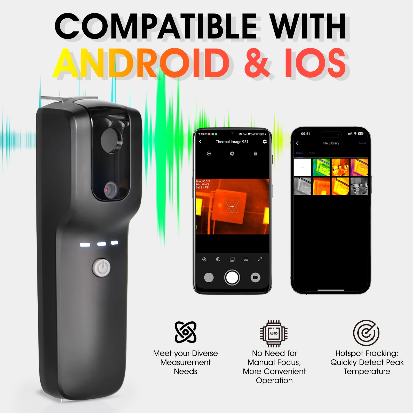 

Smartphone Thermal Camera Kit Wireless WiFi IR Camera for Building Inspection -20°C~550°C Range, DIY Home Energy Audit
