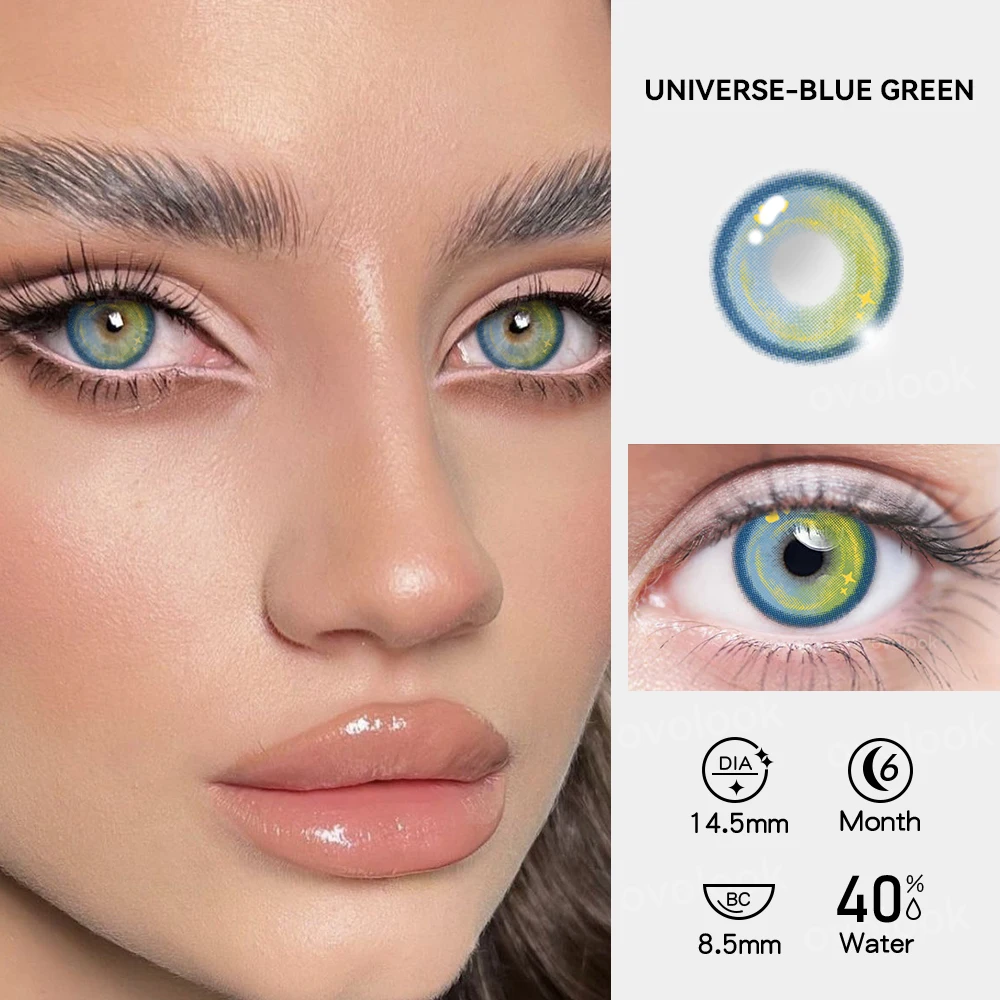 2pcs Colored Contact Lenses with Diopters Graduated Beautiful Pupil Prescription Correct Myopia Hydrophilic Cosmetics Accessory
