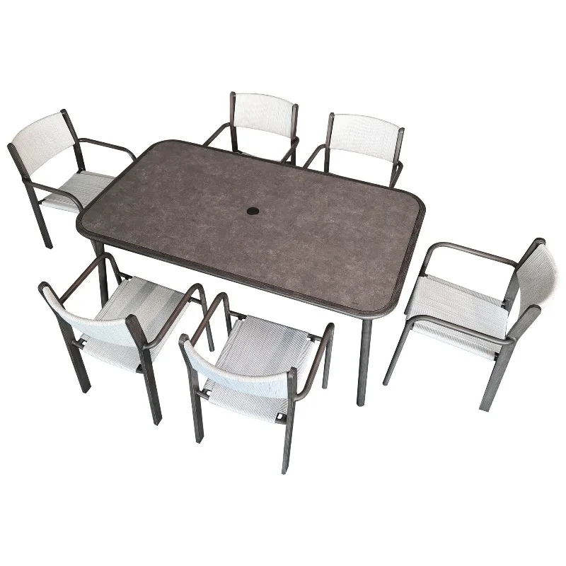 

Outdoor tables and chairs Milk tea shop Aluminum back chairs Balcony external tables and chairs PE woven courtyard rainproof