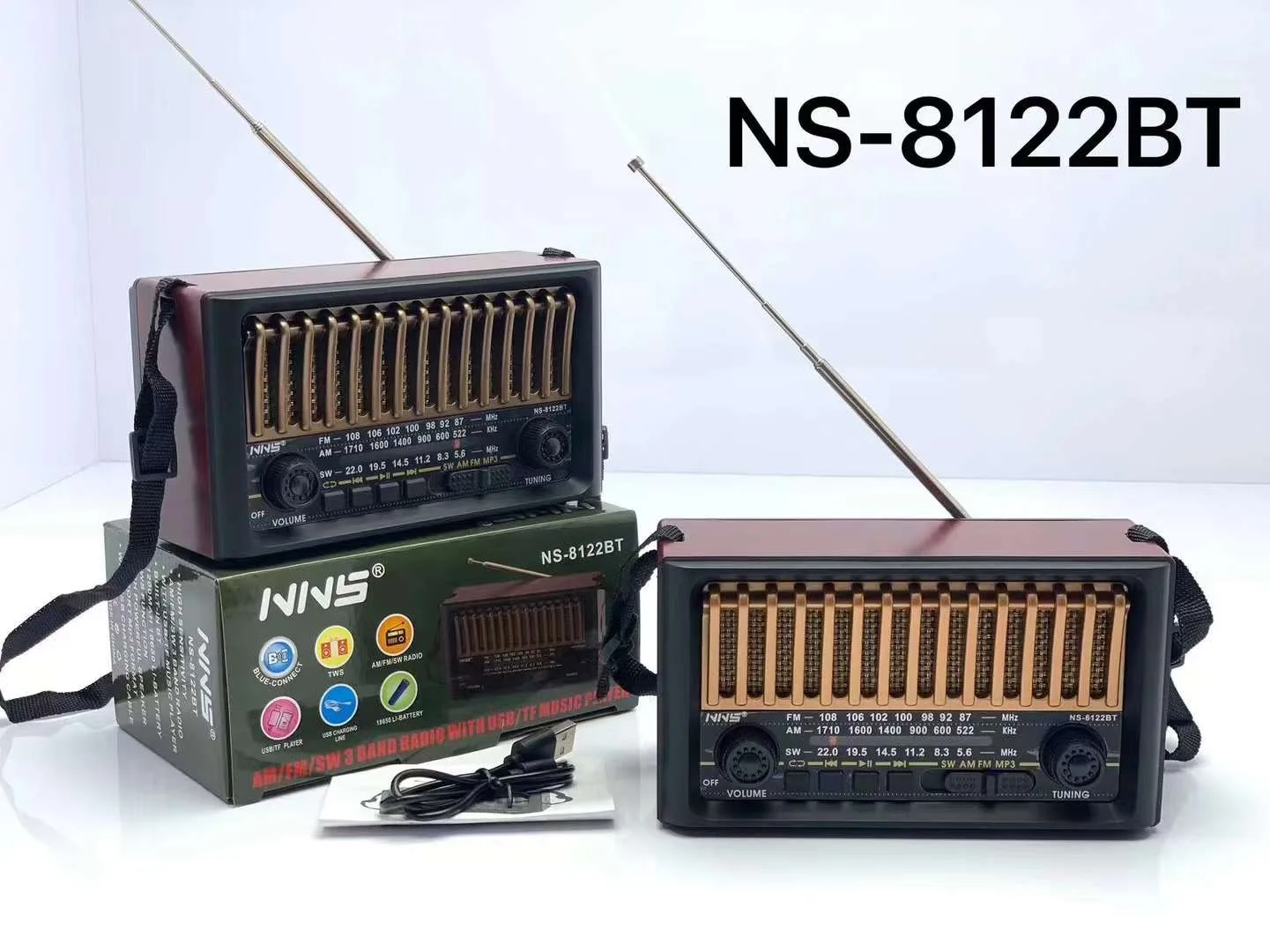 NNS NS-8122BT VofhydrSolar Panneau 62 Batterie Lumière Radio Torche Multifonction Radio Extérieure Radio d'urgence