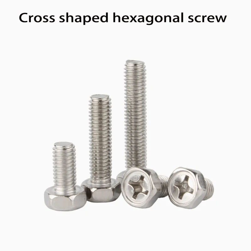 

304 stainless steel, carbon steel material cross groove hexagonal screw M3-M8