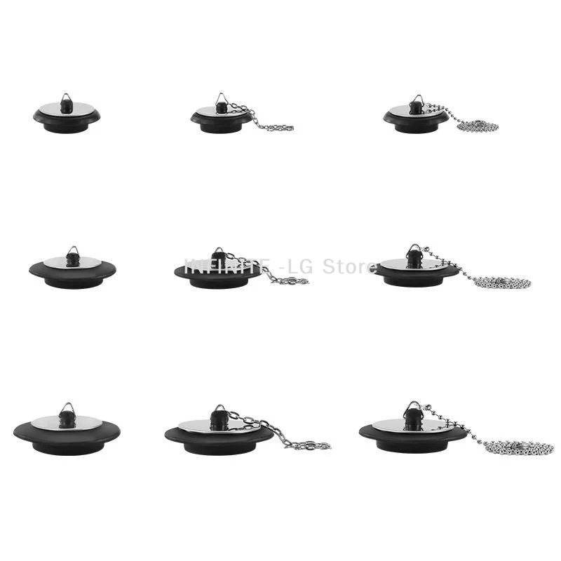 

1 PCS Stainless Steel Rubber Sink Stopper With Hanging Chain Leak Proof Seal For Kitchen Bathroom DrainINFINITE -LG
