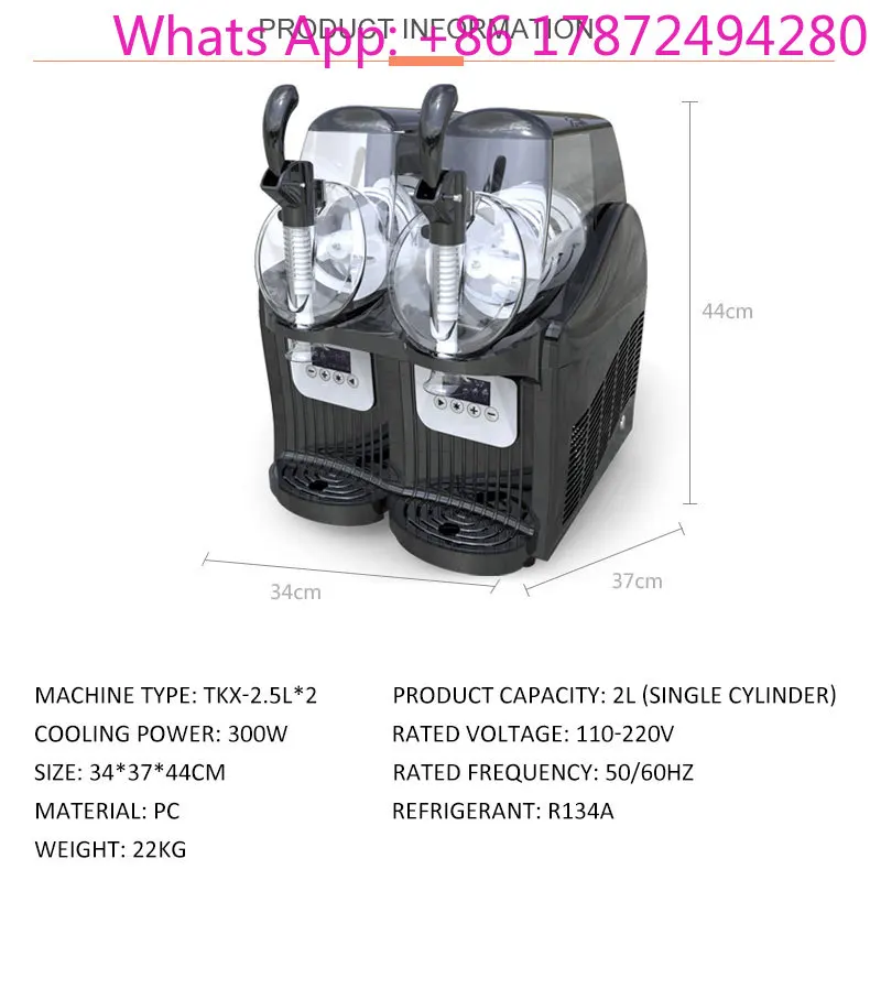 Commercial Double-cylinder Slush Making Machine 2.5L*2 Automatic Frozen Juice Cold Drink Machine
