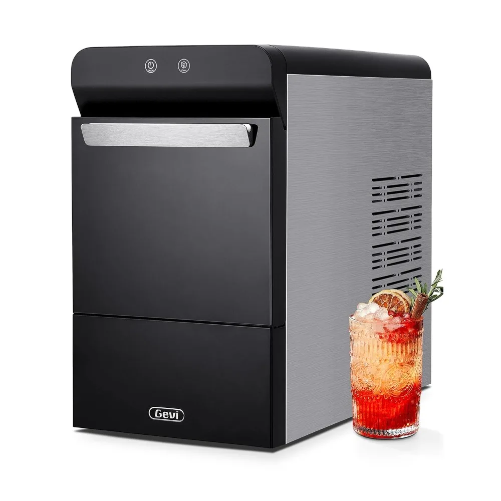 Countertop Gemi Nugget Ice Maker  Self-Cleaning Pellet Ice Machine Open and Pour Water Refill  Stainless Steel Housing