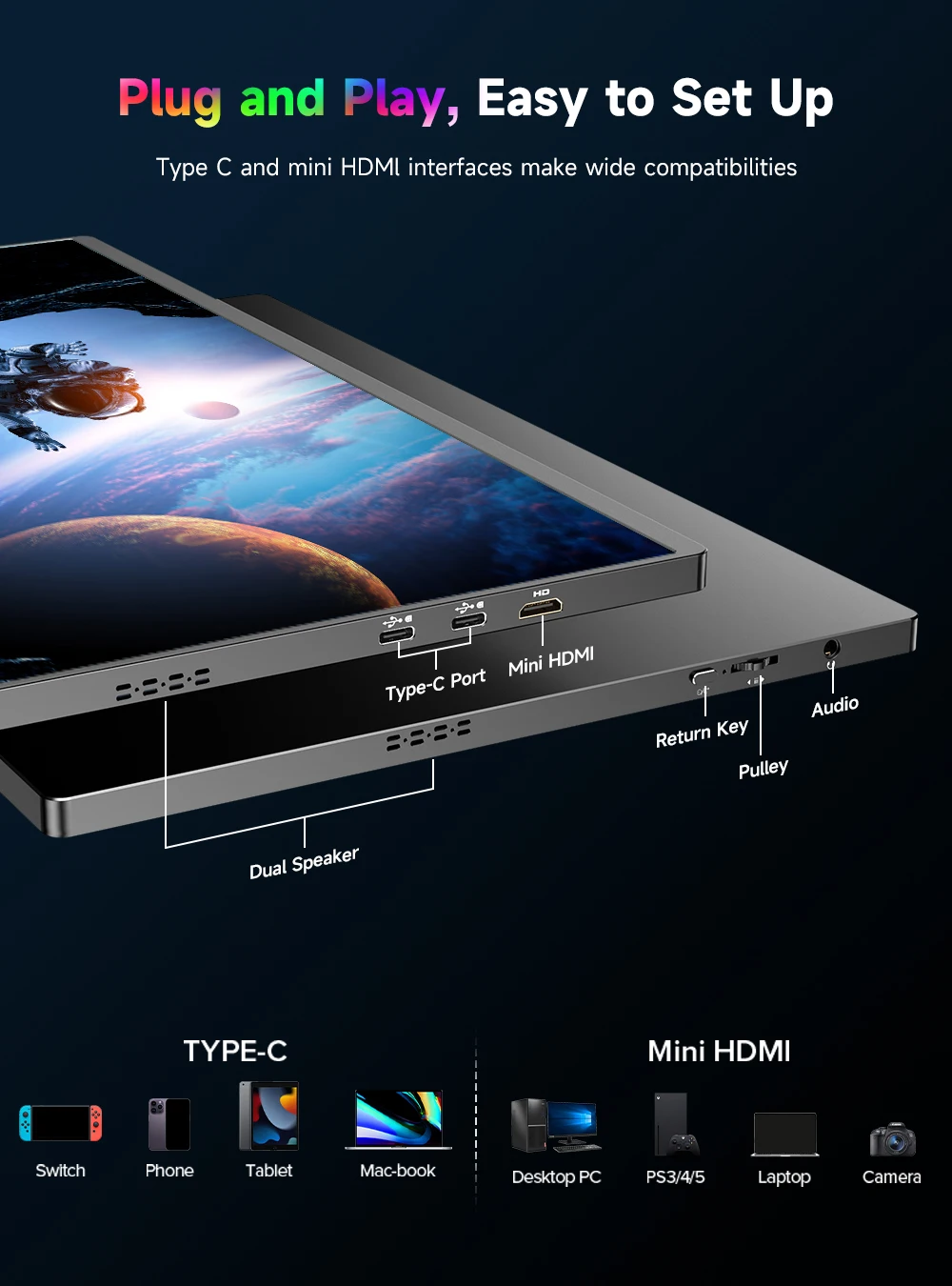 شاشة كمبيوتر محمول محمولة UPERFECT UColor T6 مقاس 16 بوصة بدقة 4K UHD 1200 شمعة في المتر المربع 16:10 100% sRGB IPS FreeSync HDR خارجية مع منفذ USB-C HDMI لأجهزة الكمبيوتر الشخصية والهواتف وأجهزة Mac وPS4 وPS5 وSwitch