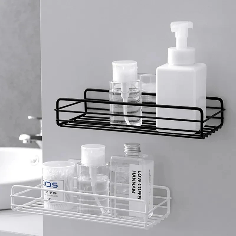 Bathroom Shelf Wall Mounted Corner Storage Shelves Shampoo Holder Cosmetic Rack Iron Shower Drain Basket Bathroom Organizer