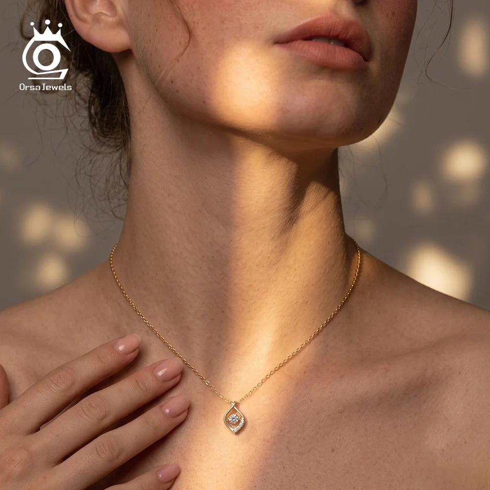 ORSA JEWELS 925 Sterling Silver D Color VVS Moissanite Teardrop Necklace Brilliant Elegant Pendant Jewelry Gift for Women MON22 4