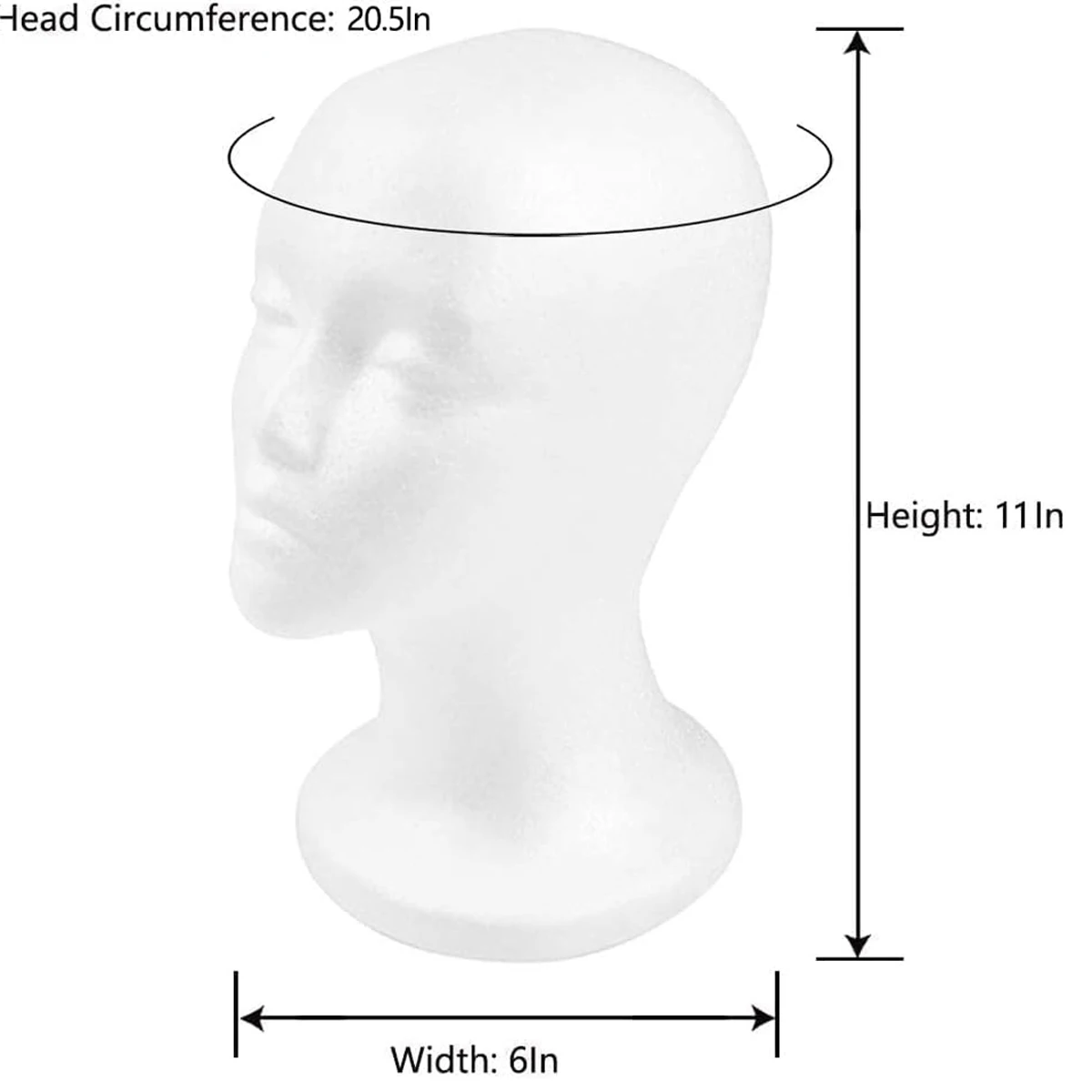 رأس عارضة أزياء من الستايروفوم مقاس 11.4 بوصة (عبوة واحدة) - حامل شعر مستعار من الإسفنج الأبيض للشعر المستعار والقبعات والأقنعة وقطع الشعر والفنون والحرف اليدوية