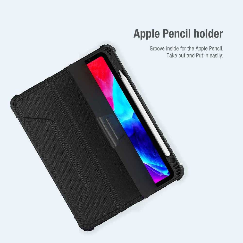 Nillkin Bumper Pro Leather Case for iPad Pro 12.9 11 10.2 / air 4 5 / mini 6, Slide Camera Protection Shield Smart Flip Cover