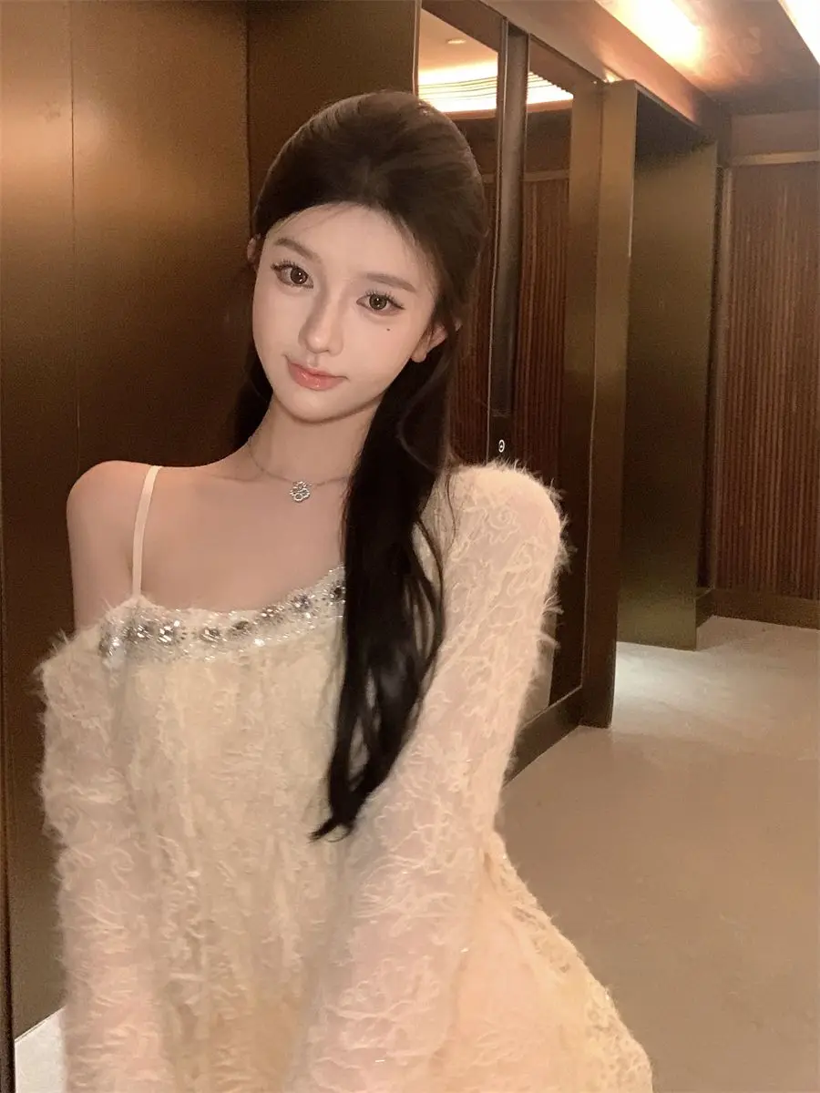 

Свитера Джемперы Пуловеры Женские Подростковые Готические Бесшовные Круглый вырез BF Y2K Рабочий Профессиональный OL Женский Базовый слой Простая Чистая Осень