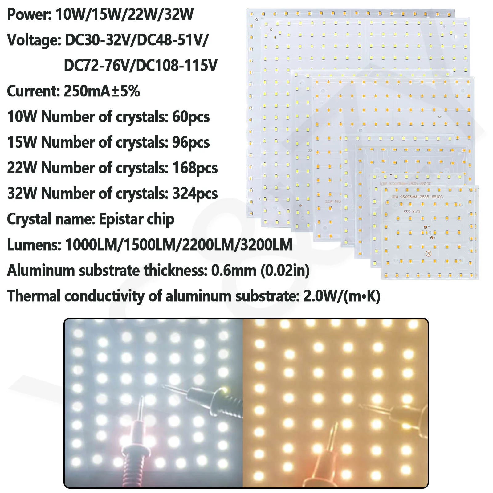 10W 15W 22W 32W Led Panel Light LED Lamp Bead Diode Panel Light DC30-32V Ciepły zimny biały 115x115mm 215x215mm Do oświetlenia wewnętrznego