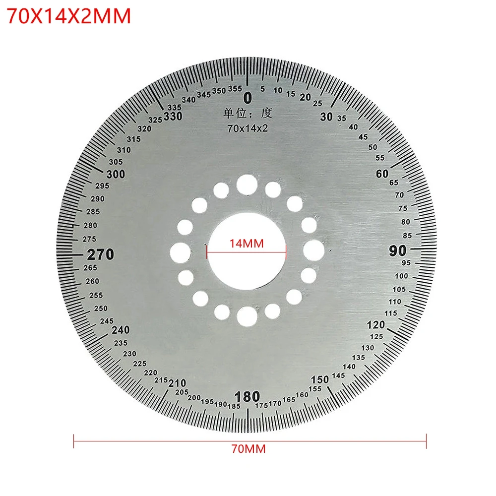 1 Piece 360 Degree Dial Plate Stainless Steel Disc Round Scale Angle Plate Stainless Steel Metal Disc Ruler 70MM 100MM