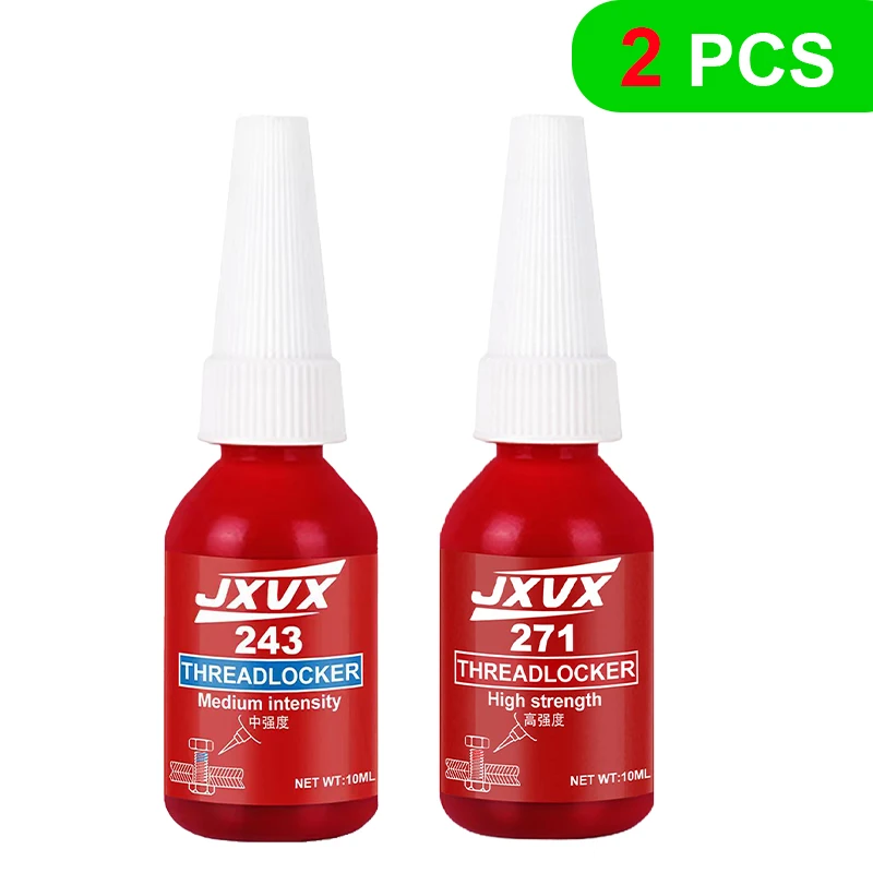 Schroefdraadborgmiddel 243 271 Schroefdraadborgmiddel (vergelijkbaar met Loctite) Anaërobe lijm Afdichtmiddel Gemiddelde tot hoge sterkte, oliebestendig, bestand tegen hoge temperaturen Blauw,