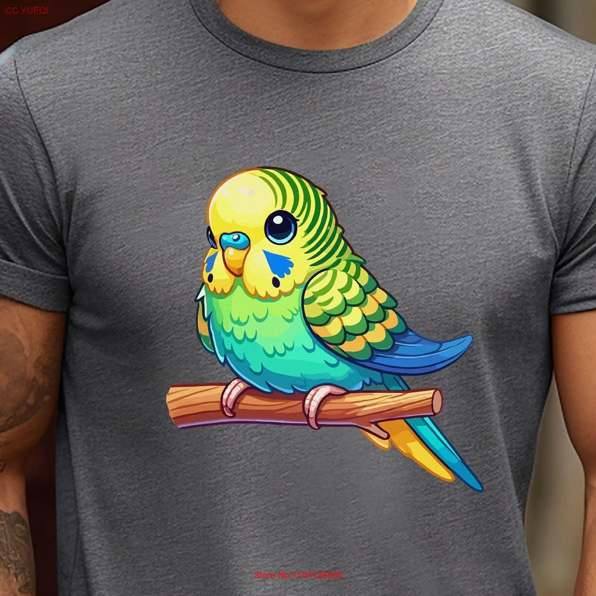 Parakeet Budgie Men's T Shirt long or short sleeves