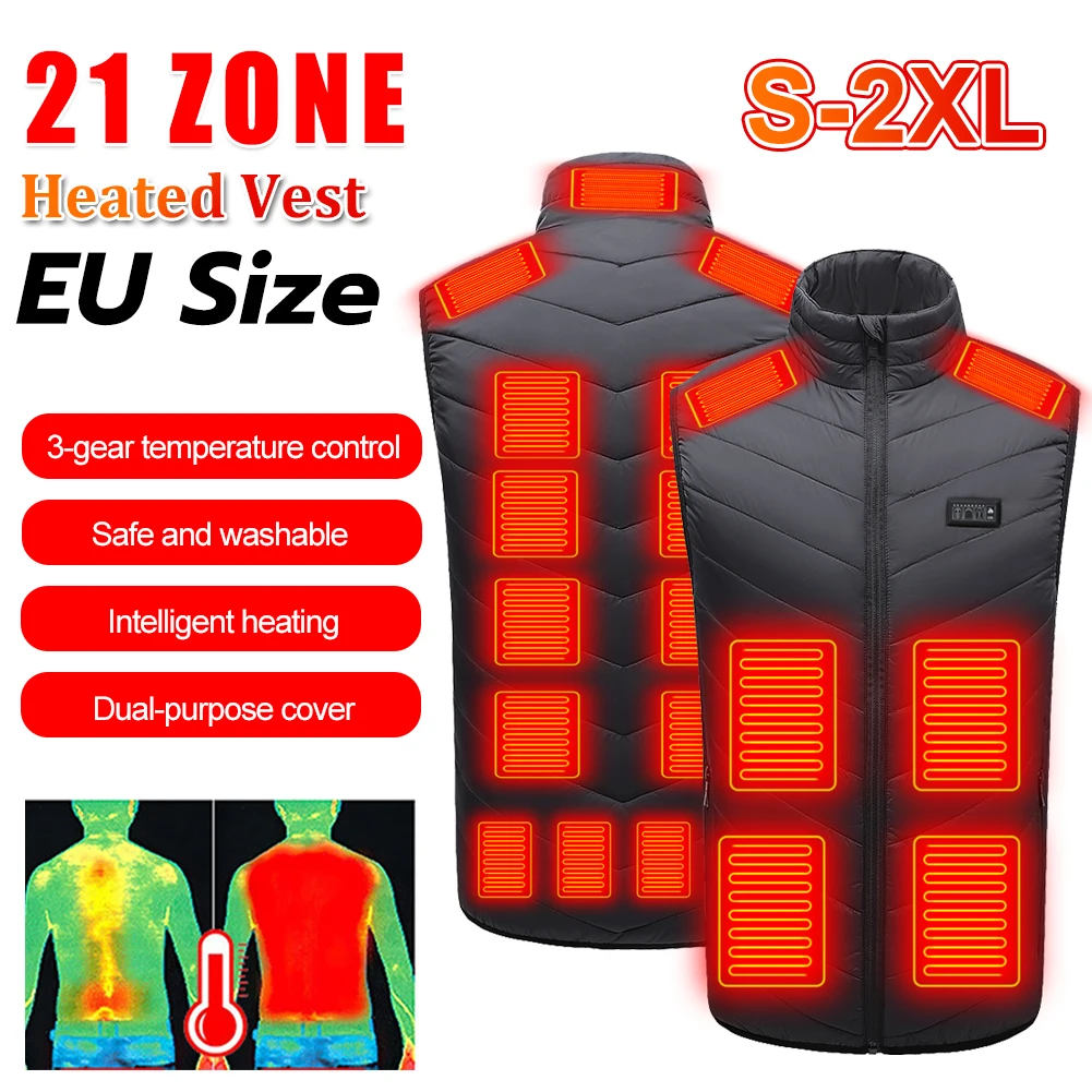 

21 Zone Heated Vest Zone Electric Heated Jacket Men Women Sportswear USB Smart Temperature Control Winter Heated Vest