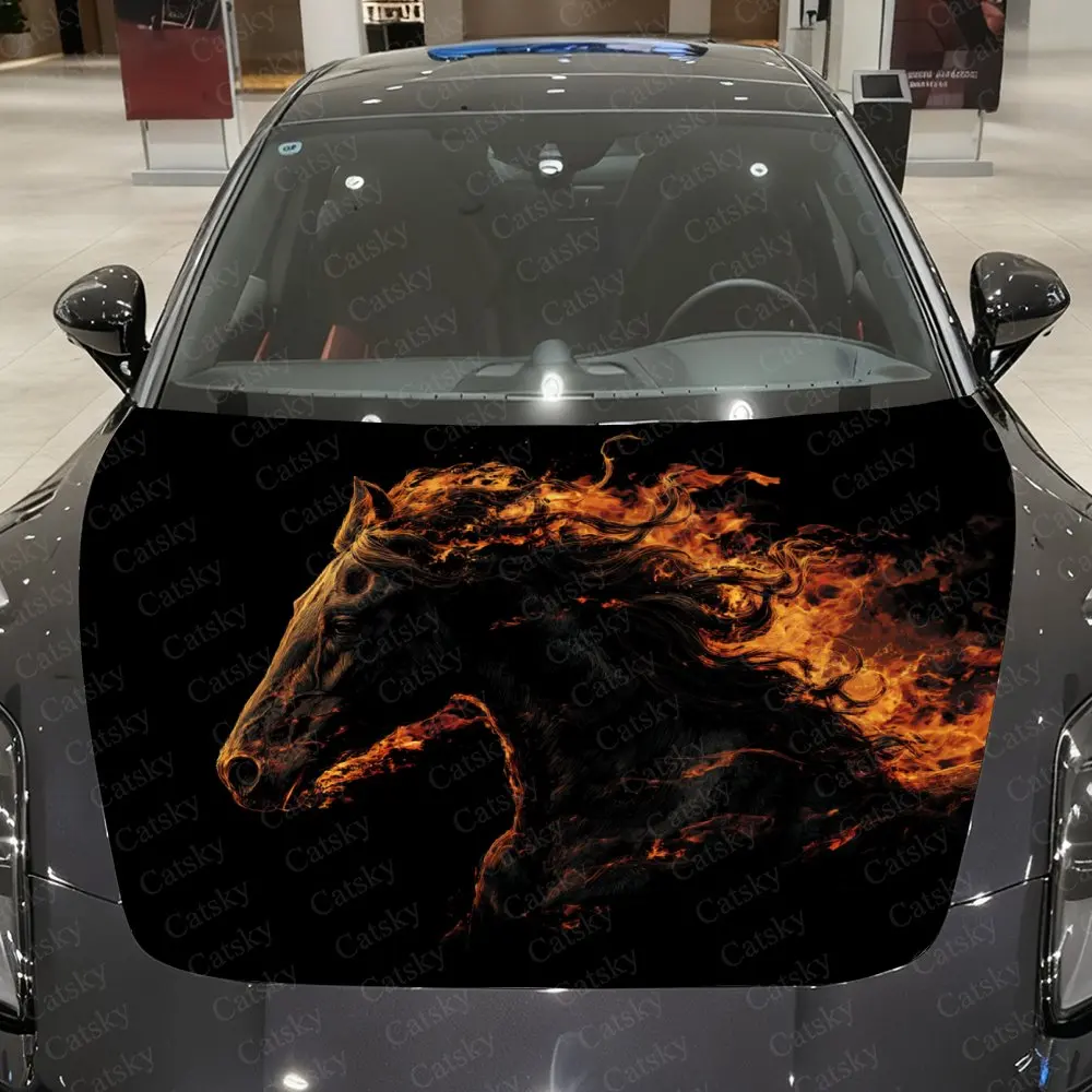 

Наклейки на капот автомобиля Flame Black Horse — самоклеящиеся водонепроницаемые ПВХ, прочные автомобильные аксессуары, уникальные идеи праздничных подарков для автомобиля E
