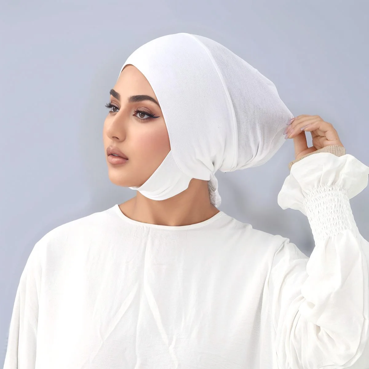 New Cotton Jersey Tie Back Instant Hijab for Muslim Women Inner Cap Bonnet Soft Strap Undercap Solid Stretch Turban Headband Eid